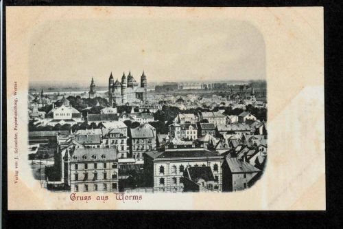 Ansichtskarte Gruss aus Worms - Stadtansicht - um 1900