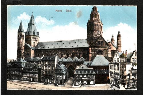 Ansichtskarte Mainz - Dom vom Markt - 1921
