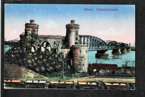 Ansichtskarte Mainz - Eisenbahnbrücke - 1919