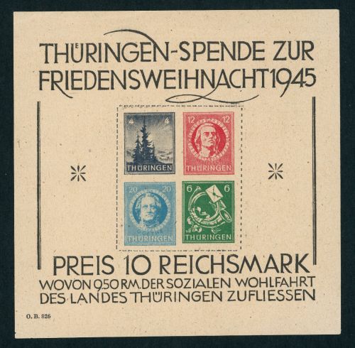 Sowjetische Zone Thüringen Block 2 V ungebraucht * mit Attest - Weihnachtsblock