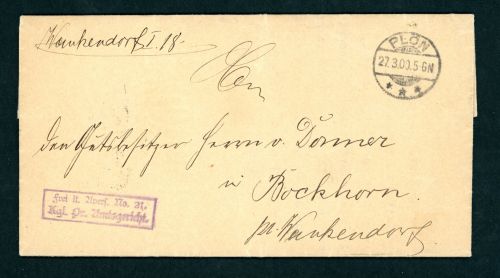 Dienstbrief Amtsgericht Plön 1900 nach Wankendorf