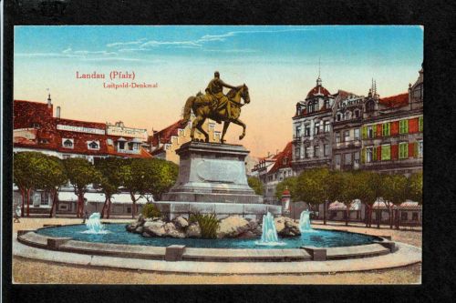 Ansichtskarte Landau ( Pfalz ) - Luitpold Denkmal Brunnen - um 1910