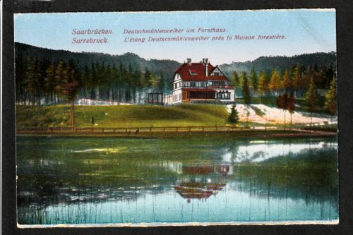 Ansichtskarte Saarbrücken - Deutschmühlenweiher am Forsthaus - um 1914