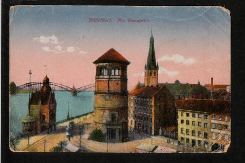 Ansichtskarte Düsseldorf -Am Burgplatz- 1923 nach Loiret / Frankreich