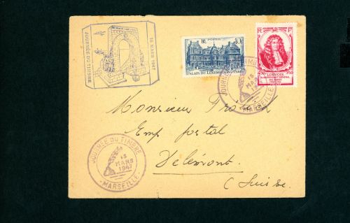 Frankreich Mischfrankatur Marseille 15.3.1947 Sonderstempel