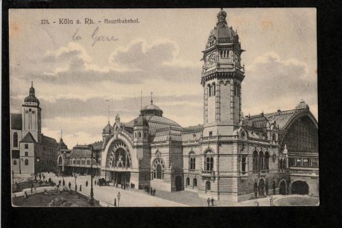 Ansichtskarte Köln / Cöln - Hauptbahnhof - 1913 nach Frankreich