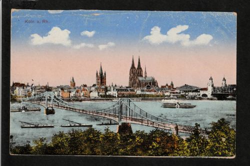 Ansichtskarte Köln / Cöln - Stadt und Rhein mit Brücke / Dampfer - um 1914