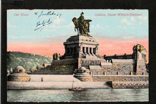 Ansichtskarte Coblenz / Koblenz - Kaiser Wilhelm Denkmal - 1919