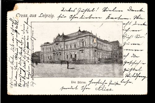 Ansichtskarte Gruss aus Leipzig - Börse - 1899 nach Drome Romans / Frankreich