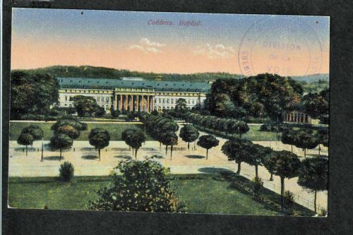 Ansichtskarte Coblenz / Koblenz - Schloß - Felpost Division de la voie - um 1919