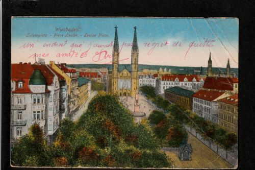 Ansichtskarte Wiesbaden - Luisenplatz - 1923 beschriftet