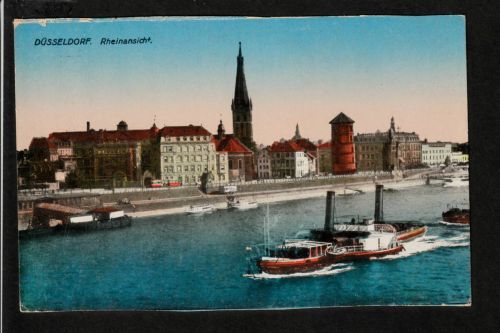 Ansichtskarte Düsseldorf - Rheinansicht / Dampfer - um 1914