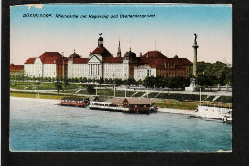 Ansichtskarte Düsseldorf - Rheinpartie / Regierung / Oberlandesgericht - um 1914