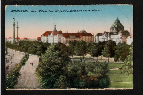 Ansichtskarte Düsseldorf - Kaiser Wilhelm Park / Regierung / Kunst - um 1914