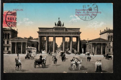 Ansichtskarte Berlin - Brandenburger Tor - 1912 nach Vincennes / Frankreich