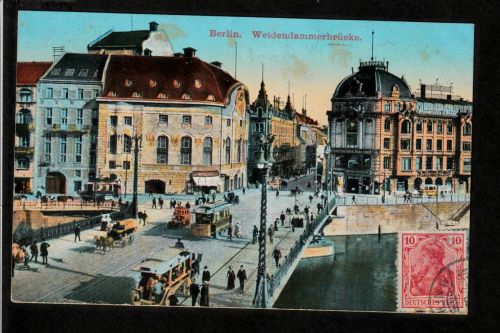 Ansichtskarte Berlin - Weidendammerbrücke - 1912 nach Vincennes / Frankreich