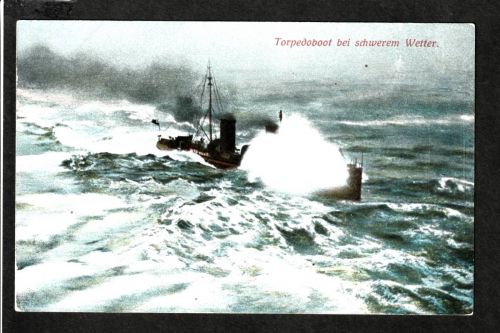 Ansichtskarte Torpedoboot bei schwerem Wetter um 1917