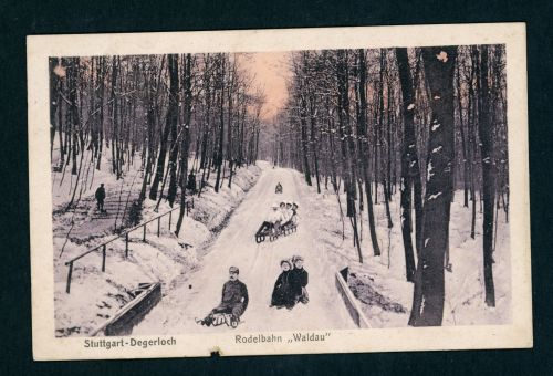 Ansichtskarte Stuttgart Degerloch Rodelbahn Waldau 1917