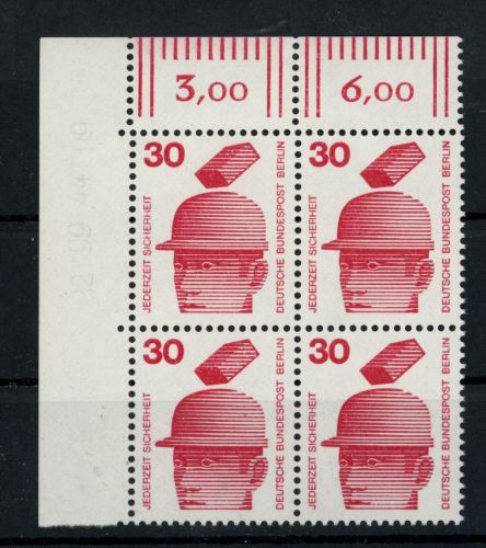 Berlin Michel Nummer 406 postfrisch 4er Block Bogenecke oben links