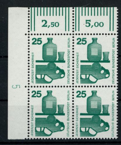 Berlin Michel Nummer 405 DZ postfrisch 4er Block Bogenecke Druckerzeichen
