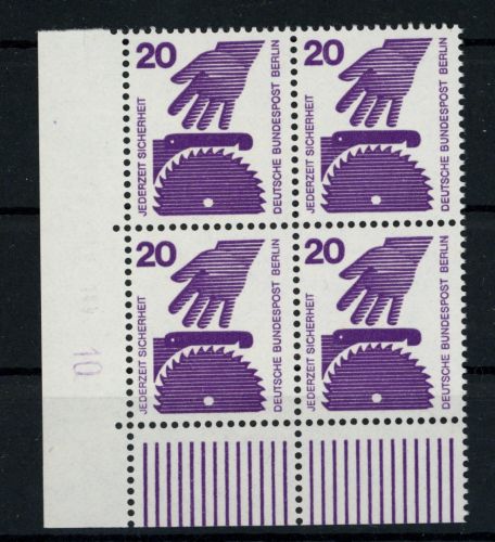 Berlin Michel Nummer 404 DZ postfrisch 4er Block Bogenecke Druckerzeichen