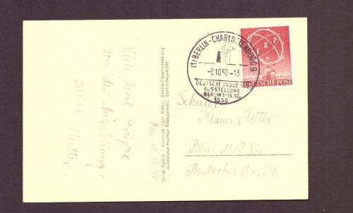 Ansichtskarte Berlin Eröffnung / Industrie Ausstellung Michel Nr 71 1950