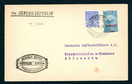 Zeppelin Beleg Condor Zeppelin Brasilien 1931 n. Friedrichshafen