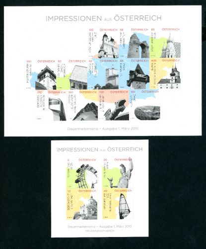 Österreich Michel Nummer 3183 - 3198 Folienblätter ungestanzt
