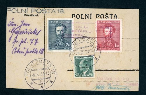 Tschechoslowakei Briefstück Feldpost Inf. Reg. 77 Sudetenland Krise Oktober 1938