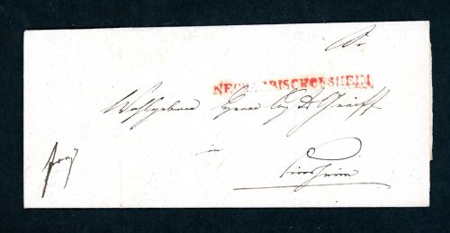 Vorphila Brief Neckarbischofsheim nach Sinsheim 1842