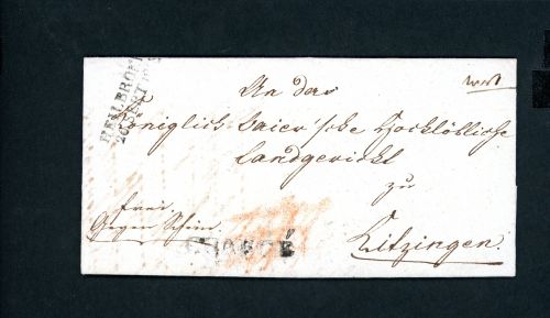 Vorphila Brief Charge Heilbronn nach Kitzingen 1818