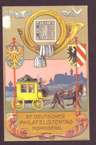 Ganzsache Dt. Reich - Philatelistentag 1921 SST / Posthorn Motiv / nach Nürnberg