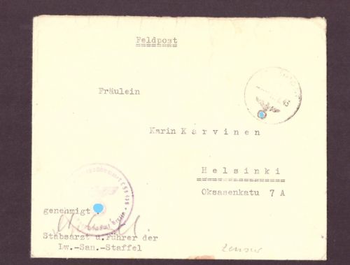 Feldpost Zensur FN L.- 50446 / Berlin nach Helsinki / Zensur 1943
