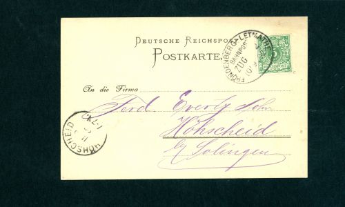 Deutsches Reich Michel Nummer 46c Einzelfrankatur Bahnpost 1892 geprüft