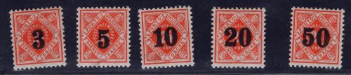 Württemberg Michel Nummer 184 - 188 ungebraucht Falz