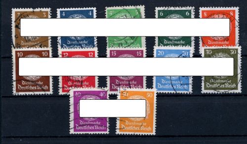 Deutsches Reich Dienstmarken Michel Nummer 132 - 143 gestempelt
