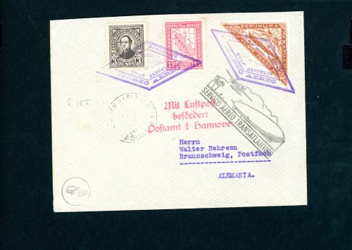 Paraguay Zeppelin Beleg 1932 Asuncion n. Braunschweig