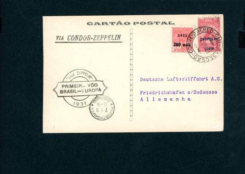 Brasilien Zeppelin Postkarte Condor - Zeppelin 1931