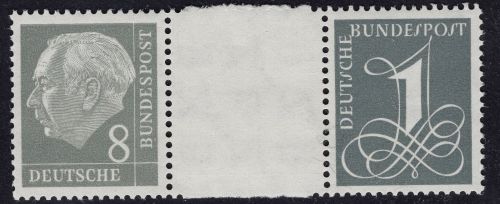 Bund Heuss Zusammendruck Deutschland, Michel Nr.: WZ 15 By postfrisch