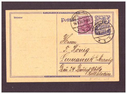 Infla Ganzsache P146 - Weißenfels n. Merseburg Leunawerg / Chemie Industrie 1922