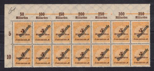 Deutsches Reich Dienstmarken Michel Nr. 85 POR Bogenteil postfrisch