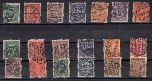 Deutsches Reich Dienstmarken Michel-Nr. 16 - 33 gestempelt
