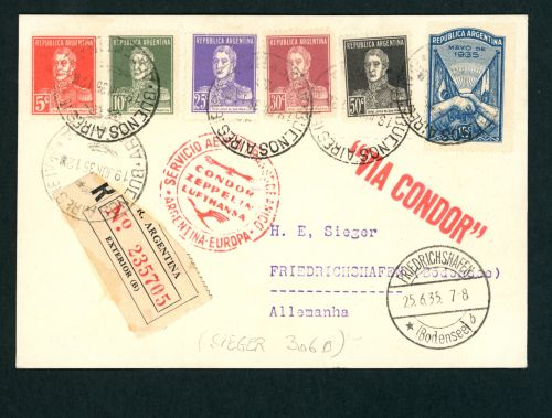 Zeppelin Beleg Einschreiben Argentinien - Friedrichshafen 1935