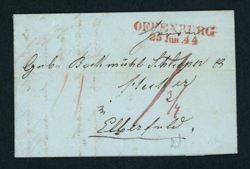 Vorphila Brief Offenburg 1844