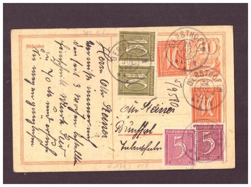 Infla Ganzsache P 141 - Tabakfabrik / Gersthof nach Bruchsal - 1922