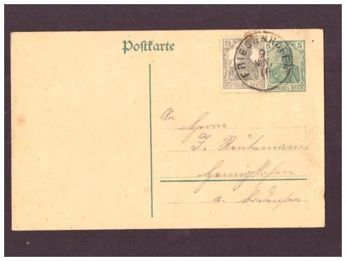 Infla Ganzsache Germania " 5 " / MF - Friesenhofen - Hemighofen - 1916