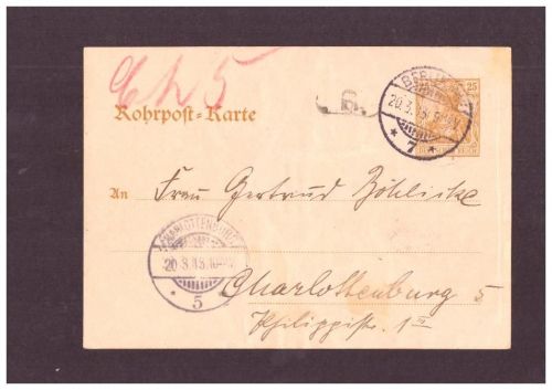 Rohrpost Karte Berlin Charlottenburg 1913