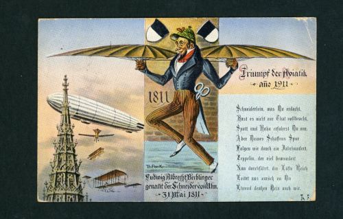 Ansichtskarte Ulm - Albrecht Berblinger - Schneider von Ulm gelaufen 1931