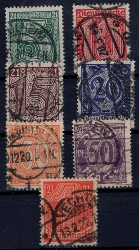 Dt. Reich, Dienstmarken, Michel Nr. 16 - 22, gestempelt