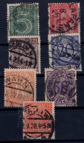Dt. Reich, Dienstmarken, Michel Nr. 16 - 22, gestempelt